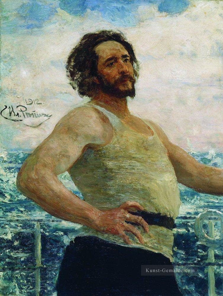 Porträt des Verfassers leonid nikolayevich Andreyev auf einer Yacht 1912 Repin Ölgemälde